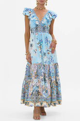 Camilla Ruffled Crystal Embellished Maxi Dress